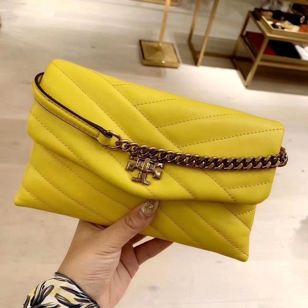 Tory Burch kira Yellow Quilted Clutch with Chain